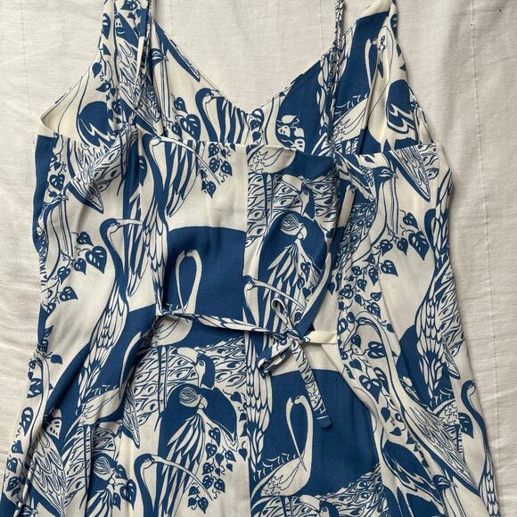 Reformation Gemstone Midi Dress Blue White Avian Floral Print Sz 12 Women's - Picture 5 of 7